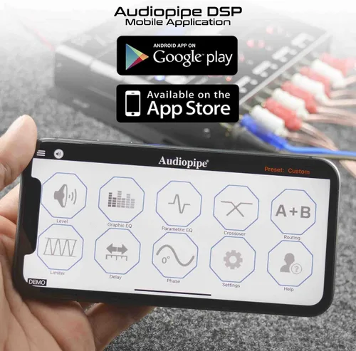 Vista 2 de Audiopipe - Procesador de señal digital ADSP-Clean-APP con control remoto de aplicaciones móviles