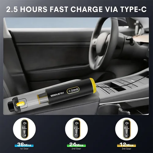 Vista 7 de SEEDUSTRY Aspiradora de Mano Portátil Inalámbrica para Automóvil, 6 en 1, mini aspiradora inalámbrica con motor sin escobillas y potente succión