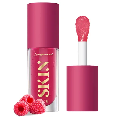 Vista 13 de LANGMANNI Aceite de labios hidratante, brillo labial no pegajoso, bálsamo labial, cuidado labial, aceite labial con sabor a fruta para labios secos