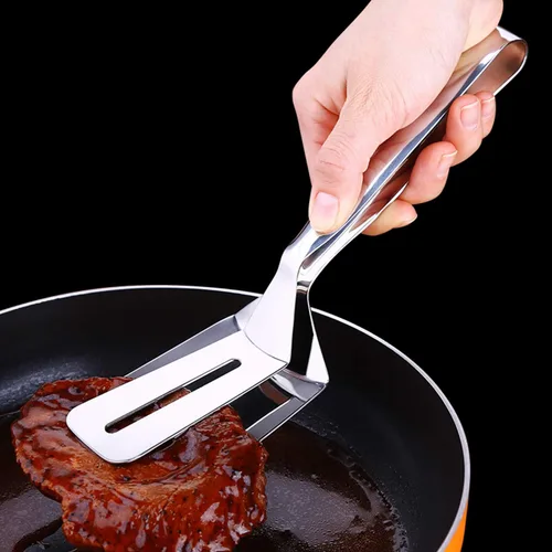 Vista 6 de AOOSY Pinzas para carne 304, pinza de cocción 3 en 1, espátula de doble cara, 10 pulgadas, multifuncional, de acero inoxidable, para alimentos