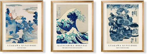 Vista 6 de Arte de pared japonés – Póster estampado de la gran ola Hokusai – Decoración clásica de pared Kanagawa – Decoración japonesa para el hogar