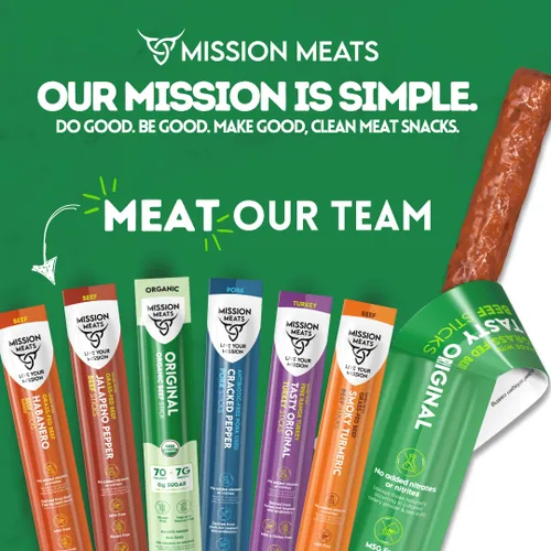 Vista 6 de Mission Meats - Palitos de cerdo de pimienta agrietada sin antibióticos sin azúcar, bocadillos keto enteros 30 sin nitratos sin nitritos, bocadillos