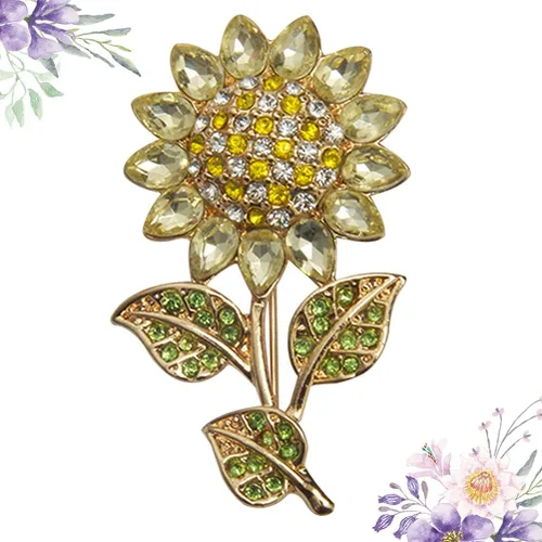 Vista 3 de Generic Women Sun Flower Lapel Pin Sunflower Shape Brooch Crystal Elegant Plant Flower Rhinestone Brooch for Ladies Girls Backpack Clothes Hat Bag