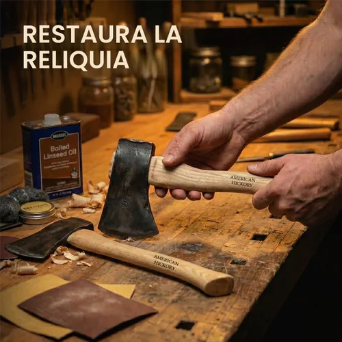 Vista 5 de Paquete de 2 piezas de repuesto de mango de hacha de nogal americano para ejes de 14 pulgadas que utilizan cabezales de 1-1/4 libras con cuñas