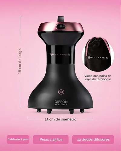 Vista 7 de Secador de Pelo Bellissima Diffon Worldwide con Difusor para Cabello Rizado - Secador de Soplado 2-en-1 con Difusor de Doble Voltaje - Reduce