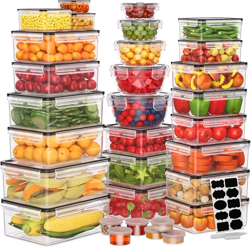 Vista 10 de 34 recipientes de almacenamiento de alimentos con tapas herméticas