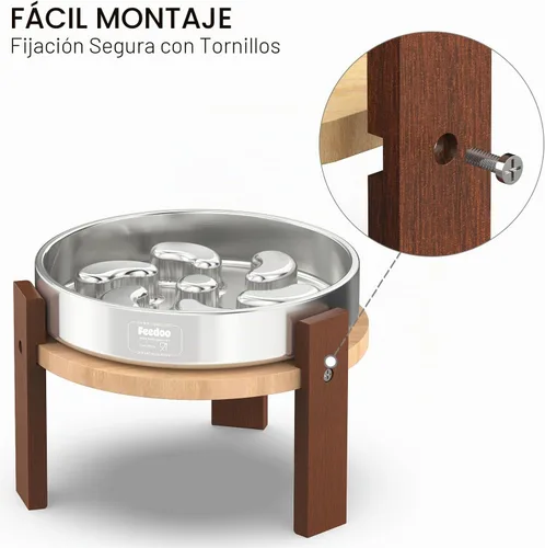 Vista 6 de Feedoo Soporte elevado para cuenco para perros, soporte elevado de 6 pulgadas de altura para perros medianos, incluye 2 tazas de acero inoxidable
