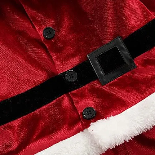 Vista 6 de BeQeuewll Chaqueta de Papá Noel de manga larga con capucha y forro polar para niñas y niños