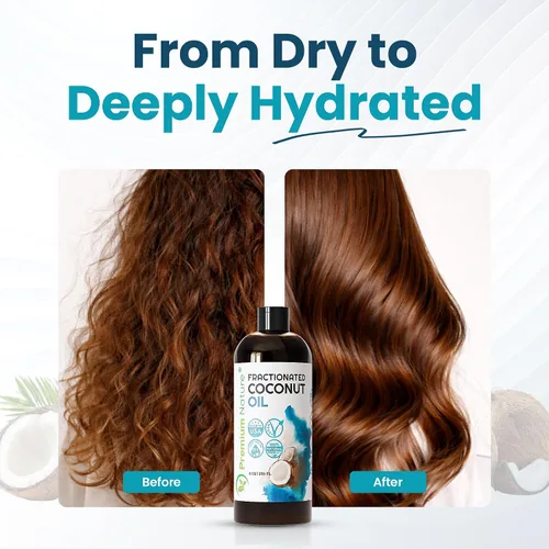 Vista 5 de Aceite de coco fraccionado de 8 onzas, 100% puro, ligero, inodoro e incoloro aceite de coco líquido para piel, cabello, masaje, belleza y mezcla