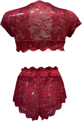 Vista 3 de RHWHOGLL Women Lingerie Set Lace Teddy Strap Babydoll Bodysuit Sexy Lace Bra and Panty Sets Naughty Slutty Sleepwear A2