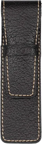 Vista 4 de DiLoro Funda de cuero de búfalo grueso de grano completo para lápices de una sola pluma, color negro