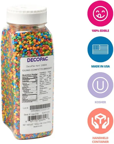 Vista 2 de Gránulos brillantes de confeti arcoíris para decoración de pasteles