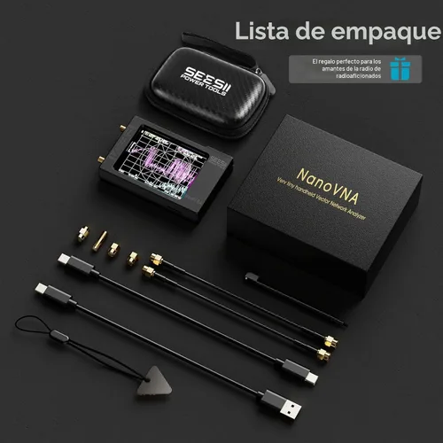 Vista 9 de SEESII Analizador de red vectorial y antena NanoVNA-H 10KHz-1.5GHz con estuche protector EVA de 2.8", impermeable y resistente a golpes, mide