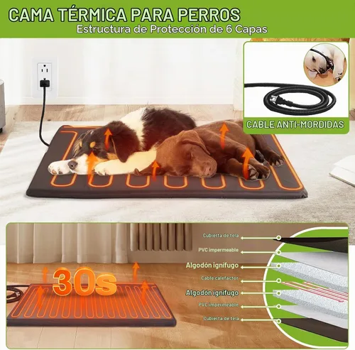 Vista 3 de Casa para perros con calefacción para perros al aire libre con forro aislante para invierno, jaula impermeable de 34 pulgadas para perros pequeños