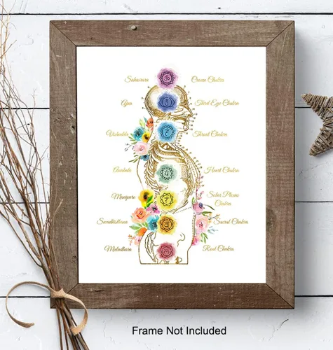 Vista 8 de Decoración de chakras del budismo zen, arte de pared Namaste de meditación espiritual, regalo para la nueva era, Buda, fanático del yoga, mujeres
