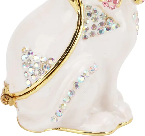 Vista 7 de Atyhao Cajas de baratijas con bisagras para gatos, joyero con diamantes de imitación brillantes, detalles finos pintados a mano para decoración