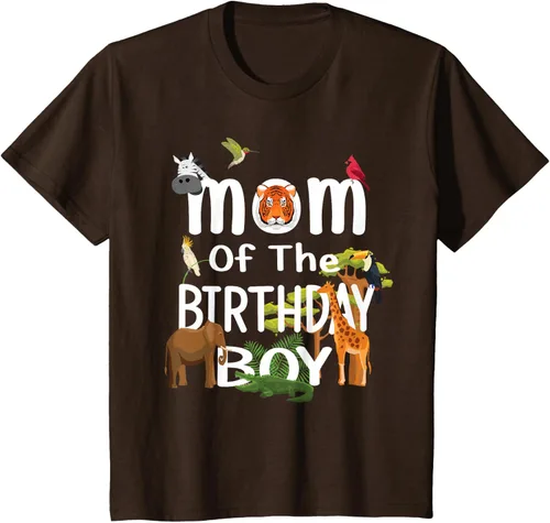 Vista 53 de Camiseta de fiesta de animales con temática de zoológico para niño de cumpleaños, Negro