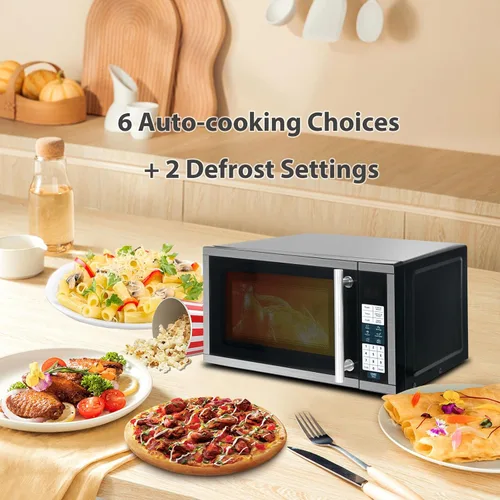Vista 2 de Horno microondas de sobremesa 0.7 pies cúbicos. Microondas compacto pequeño de 700W, 6 menús automáticos con cocina exprés de un solo toque, 10