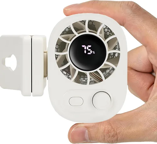 Vista 10 de Ventilador portátil con clip para paraguas, ventilador personal recargable Caqui claro