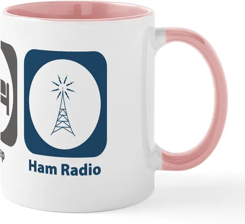 Vista 32 de CafePress Eat Sleep - Taza de café de cerámica con radio, 11 oz (11.0 fl oz)