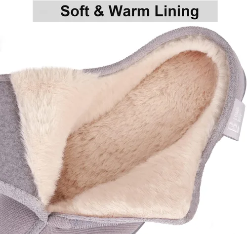 Vista 3 de LongBay Pantuflas ajustables para mujer, de espuma viscoelástica, cómodas, anchas, para diabéticos, para casa, Edema, neuropatía ortopédica