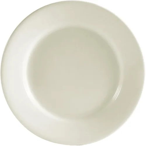 Vista 11 de CAC China REC-5 - Plato redondo de cerámica de 5-1/2 pulgadas, con borde enrollado, color blanco americano, caja de 36 Blanco americano