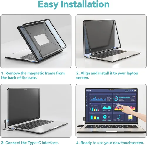 Vista 8 de Marco magnético para pantalla táctil para MacBook Air de 15 pulgadas, panel táctil infrarrojo de alta precisión, compatible con múltiples gestos