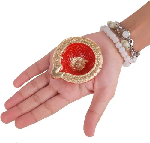 Vista 4 de SATVIK 12 piezas de arcilla multicolor Diya terracota Dia tradicional Puja Vilakku lámpara de aceite natural Mitti Diya luz de té bienvenida Diwali