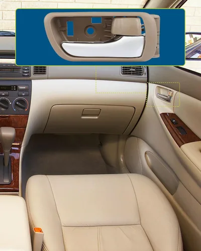 Vista 7 de LUJUNTEC Manija de puerta interior – Conductor delantero trasero izquierdo del pasajero lado derecho, beige+cromo reemplazo directo para Toyota