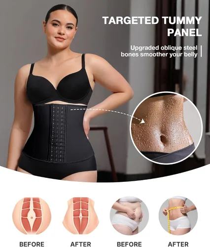 Vista 2 de Entrenador de cintura para mujer, corsé de látex bajo el busto, corsé de control de abdomen, faja deportiva de reloj de arena