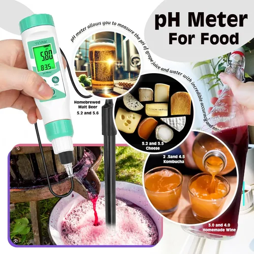 Vista 7 de Medidor de pH inteligente para laboratorio, probador digital de pH, kits de prueba de pH hidropónico precisos, medidor de pH con línea