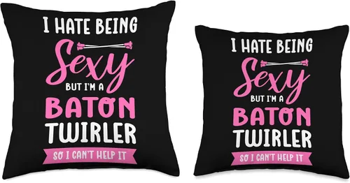 Vista 3 de Majorette & Baton Twirler Shirts & Merch Gymnastic Majorette Cheerleader Baton Twirler Throw Pillow, 16x16, Multicolor