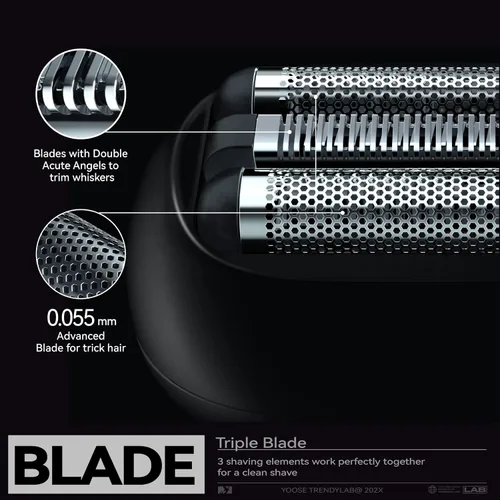 Vista 3 de yoose Cabezal de repuesto para afeitadora eléctrica de triple lámina y Sphyrna Foil Shver, negro