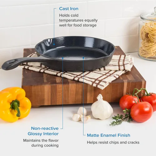 Vista 3 de Sartén de Hierro Fundido Viking, Sartén para Freír Esmaltada de 10 Pulgadas, Utensilios de Cocina, Carbón