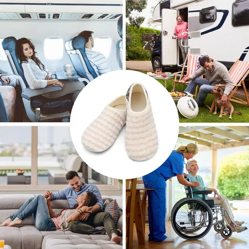 Vista 7 de Fires Pantuflas para hombre y mujer con suela de goma, suaves y ligeras, para usar en casa, antideslizantes, para interiores y exteriores