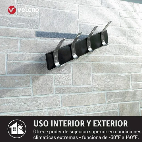 Vista 4 de Cinta resistente para exteriores de Velcro, de 10 pies x 1 pulgada, color negro con adhesivo para pegar Fuerte poder de sujeción resistente al