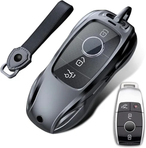 Vista 6 de Key Fob Case Cover Protection Keychain Compatible for Mercedes-Benz A-Class C-Class E300L C63 E63 A200 CLA CLS