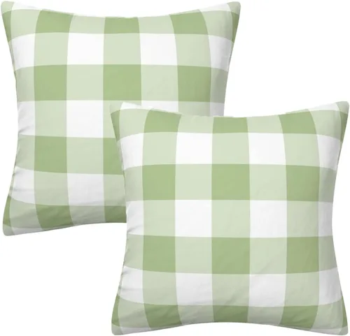 Vista 42 de Fundas de almohada decorativas rústicas de Aqua y blanco a cuadros estilo búfalo para sofá, funda de almohada para granja, decoración