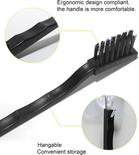Vista 3 de WAFJAMF 1.2 x 0.2 in Tres Filas Mango Plástico Anti Cepillos Estáticos Cepillos Raspar Negro 5 Unids 5PCS ESD anti-static cleaning brush tool set