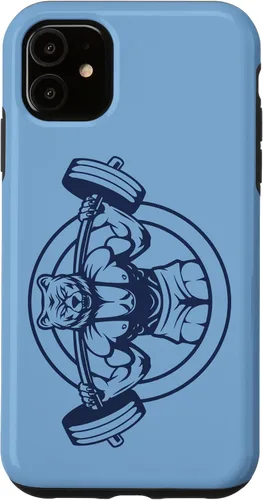 Vista 8 de iPhone 16 Bear Barbell diseño para culturistas caso de culturismo