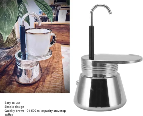 Vista 3 de GOWENIC Cafetera italiana de acero inoxidable, olla portátil de gran capacidad, 101 a 16.9 fl oz
