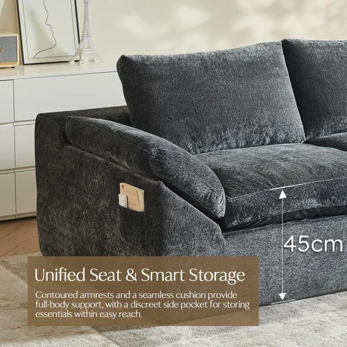 Vista 4 de Vamcheer 269cm 3/4 Seater U Shaped Sofa with Memory Foam Seating, Grey