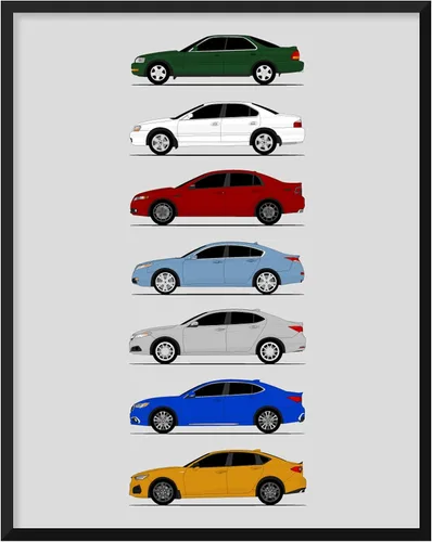 Vista 27 de Custom Car Posters Póster hecho a mano compatible con Acura (perfil lateral), decoración de lo mejor de las generaciones de Acura, historia 10C.