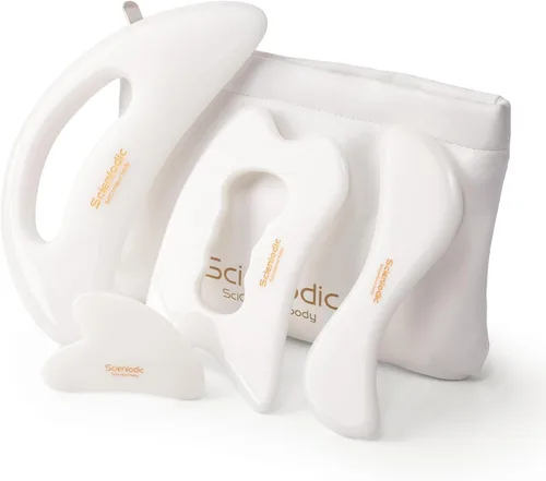 Vista 28 de Scienlodic Gua Sha - Herramienta de masaje con mango (resina), herramienta de raspado Guasha más grande para masaje de espalda, cuello, cara