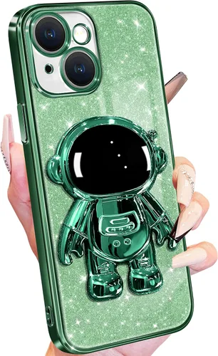 Vista 26 de Buleens Funda para iPhone 11 Pro Max Astronauta, Fundas Transparentes para iPhone 11 ProMax con Papel con Purpurina y Soporte de Astronauta, Mujeres