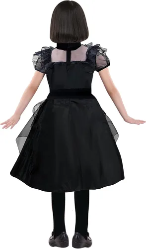 Vista 6 de Camlinbo Halloween Dress for Girls Black Witch Dress Costumes with Belts Halloween Cosplay Party for Girls 11-14 Years