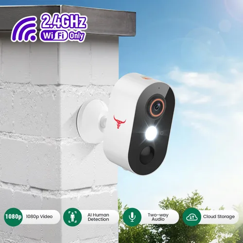 Vista 2 de Cámara de seguridad inalámbrica de 1080p con detección humana de IA, visión nocturna, conversación de 2 vías, almacenamiento en la nube, WiFi