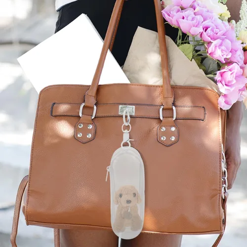 Vista 9 de Abaodam Mini bolsa de almacenamiento para muñecas, bolsa transparente para exhibir muñecas con hebilla colgante, vitrina portátil para viajes