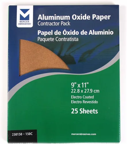 Vista 2 de Mercer Industries 202036D - Hojas de papel de óxido de aluminio de 9 x 11, grano 36D (paquete de 50)