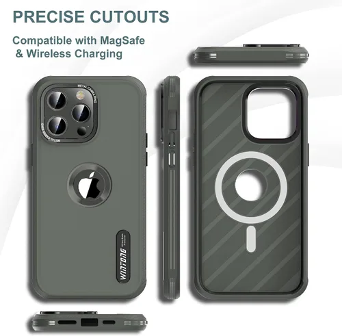 Vista 5 de WINTONG Funda magnética compatible con iPhone 13 Pro Max de 6.7 pulgadas, protección de cuerpo completo, resistente a prueba de golpes, funda rígida